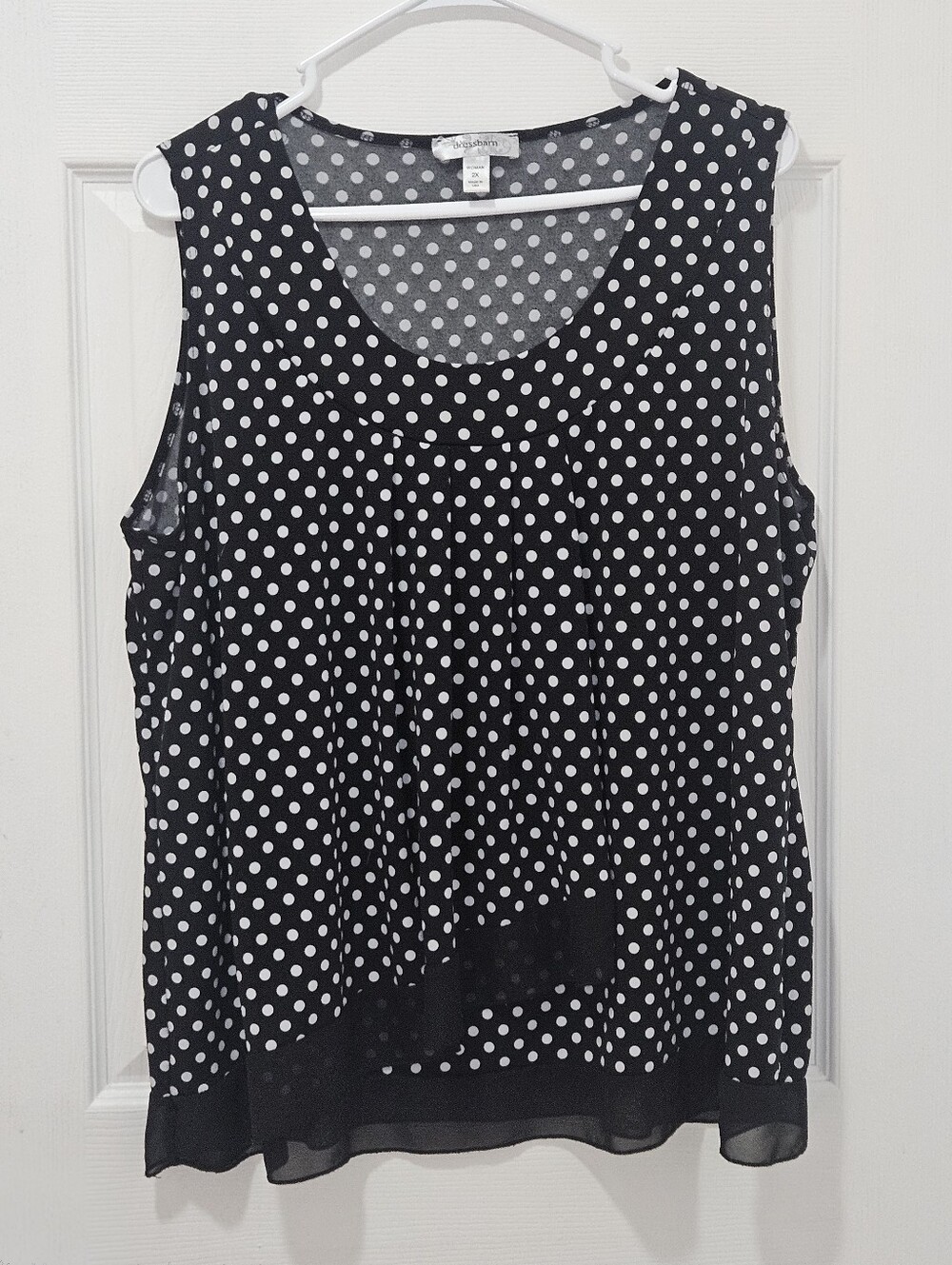 Dressbarn Polka Dot Sleeveless Blouse - Layered. Black/White